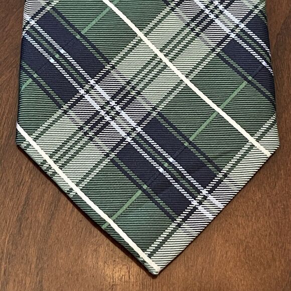 Nautica Green Blue 100% Silk Men’s Neck Tie Made In China - Picture 1 of 9